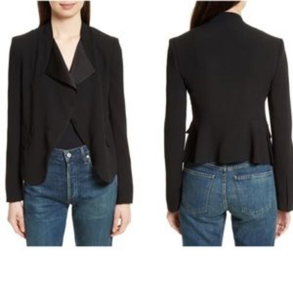 Theory Kensington Peplum Black Blazer Size 6